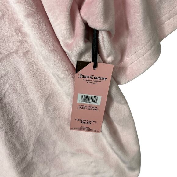 Juicy Couture Velour Bling Sequin Short Sleeve Sleep Pajama Top NWT Pink Large - Picture 5 of 7